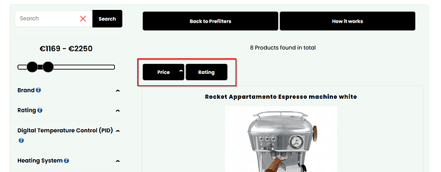 Improve customer experience: Userguiding with sorting options in the WP product advisor